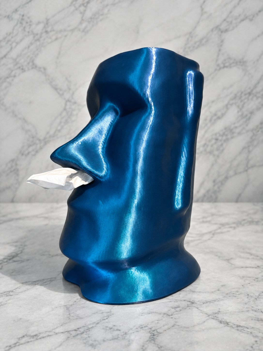 Moai tissue box holder