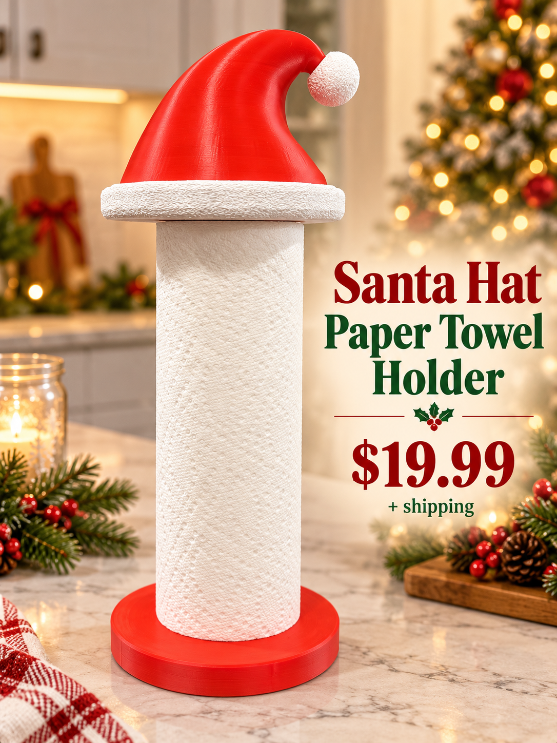 Santa Hat Paper Towel Holder